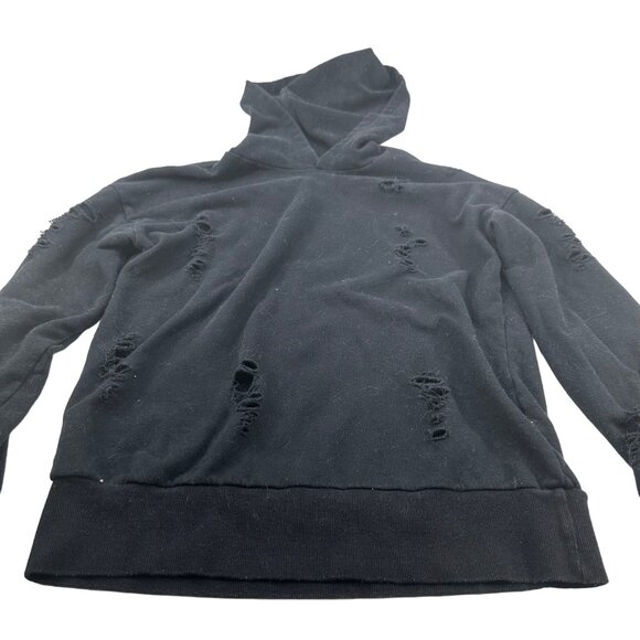 Wet Seal Women's Size Medium Hoodie Distressed Black Preowned - Picture 1 of 13
